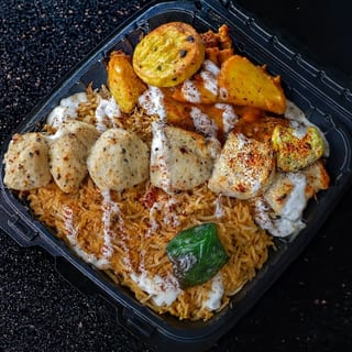 Malai chicken kabob bowl