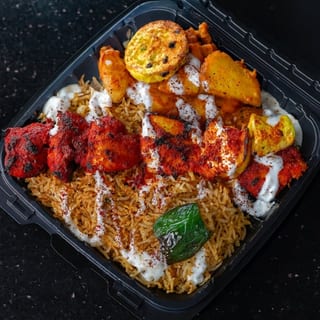 Tandoori chicken kabob bowl